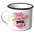 Emaille Tasse Beste Schwester der Welt - Aquarell