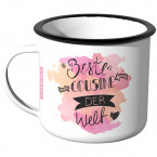 Emaille Tasse Beste Cousine der Welt - Aquarell