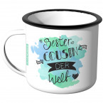 Emaille Tasse Bester Cousin der Welt - Aquarell