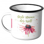 Emaille Tasse Beste Mama der Welt - Blume