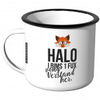 JUNIWORDS Emaille Tasse Halo I Bims 1 Guta Tag