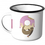 Emaille Tasse Faultier Donut