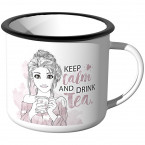 JUNIWORDS Emaille Tasse keep calm and drink tea - Aquarell