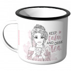 JUNIWORDS Emaille Tasse keep calm and drink tea - Aquarell