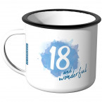 Emaille Tasse 18 and wonderful - Blau