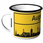 JUNIWORDS Emaille Tasse Ortschild Augsburg