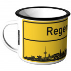 Emaille Tasse Ortschild Regensburg