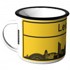 JUNIWORDS Emaille Tasse Ortschild Leipzig