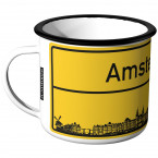 Emaille Tasse Ortschild Amsterdam