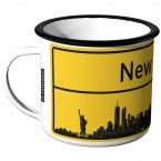 Emaille Tasse Ortschild New York