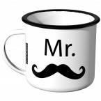 JUNIWORDS Emaille Tasse Mr. Schnauzbart