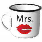 JUNIWORDS Emaille Tasse Mrs.Kussmund