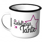 Emaille Tasse Lieblingstante - mit Sternen