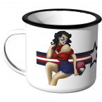 Emaille Tasse Biker Pin up