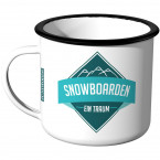 Emaille Tasse Snowboarden - ein Traum