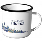 Emaille Tasse Skyline Mainz bei Nacht