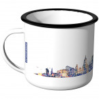 Emaille Tasse Skyline Mainz bei Nacht