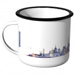 JUNIWORDS Emaille Tasse Skyline Rostock bei Nacht