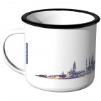 JUNIWORDS Emaille Tasse Skyline Wiesbaden bei Nacht