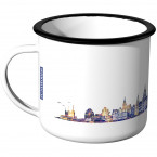 Emaille Tasse Skyline Hannover bei Nacht