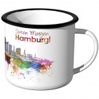 Emaille Tasse Skyline Hamburg