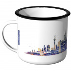 Emaille Tasse Skyline Frankfurt bei Nacht