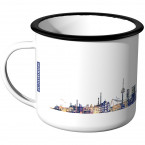 Emaille Tasse Skyline Karlsruhe bei Nacht