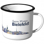 Emaille Tasse Skyline Bielefeld bei Nacht