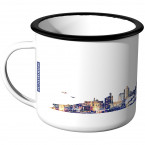 Emaille Tasse Skyline Bielefeld bei Nacht