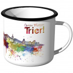 Emaille Tasse Skyline Trier bei Nacht