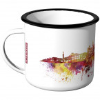 Emaille Tasse Skyline Trier bei Nacht