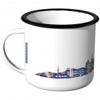 Emaille Tasse Skyline Trier bei Nacht