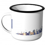 Emaille Tasse Skyline Mannheim bei Nacht