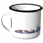 Emaille Tasse Skyline Gelsenkirchen bei Nacht