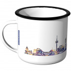 Emaille Tasse Skyline Essen bei Nacht