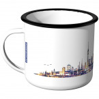 Emaille Tasse Skyline Dortmund bei Nacht