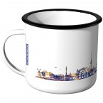 Emaille Tasse Skyline Bremen bei Nacht