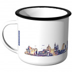 Emaille Tasse Skyline Madrid bei Nacht