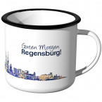 Emaille Tasse Skyline Regensburg bei Nacht