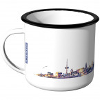 Emaille Tasse Skyline Regensburg bei Nacht