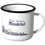 Emaille Tasse Skyline Moskau bei Nacht