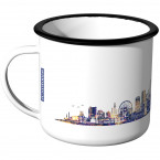 Emaille Tasse Skyline Ruhrpott bei Nacht