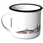 Emaille Tasse Skyline Bonn bei Nacht