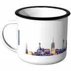 Emaille Tasse Skyline Augsburg bei Nacht