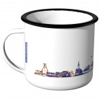 Emaille Tasse Skyline Bochum bei Nacht