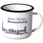 Emaille Tasse Skyline Braunschweig bei Nacht