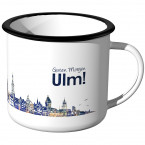 Emaille Tasse Skyline Ulm bei Nacht