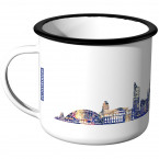 JUNIWORDS Emaille Tasse Skyline Leipzig bei Nacht