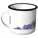 Emaille Tasse Skyline Boston bei Nacht