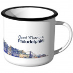 Emaille Tasse Skyline Philadelphia bei Nacht